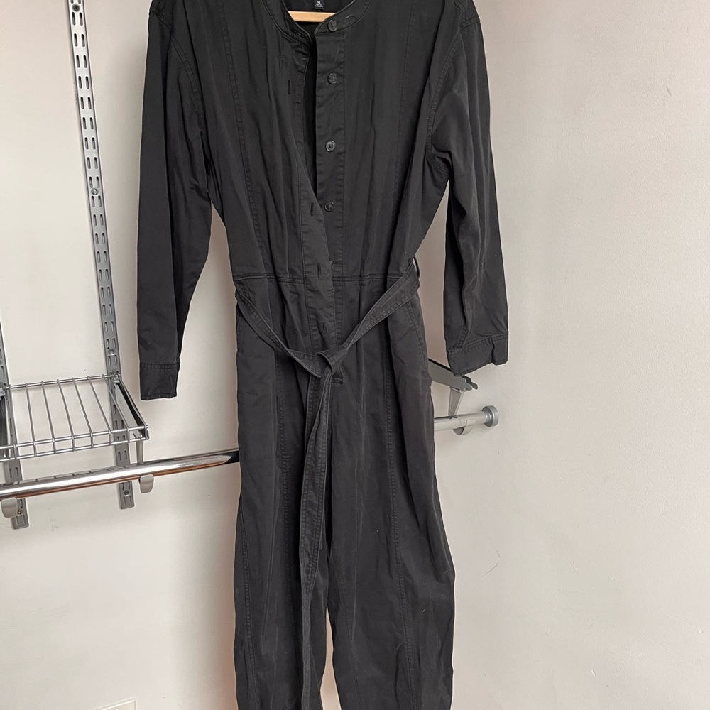 GAP Charcoal Button-Up Jumpsuit